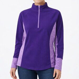 SO LISH Purple Heathered Contrast Fleece Quarter Zip Pullover XL